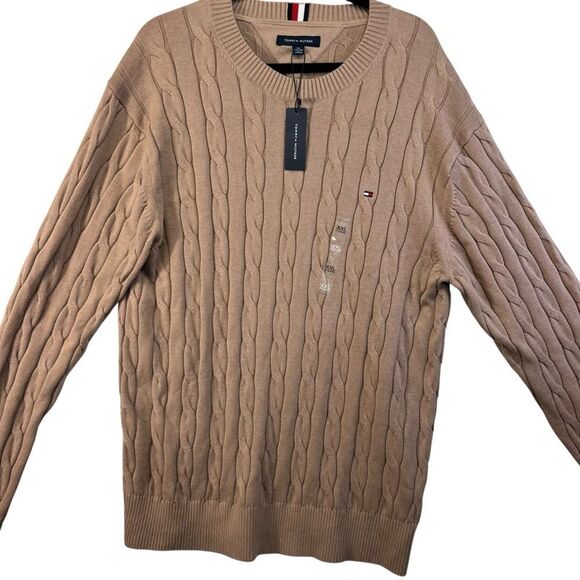 NWT XXL 100% cotton Tommy Hilfiger crewneck sweater cable knit - Picture 3 of 15